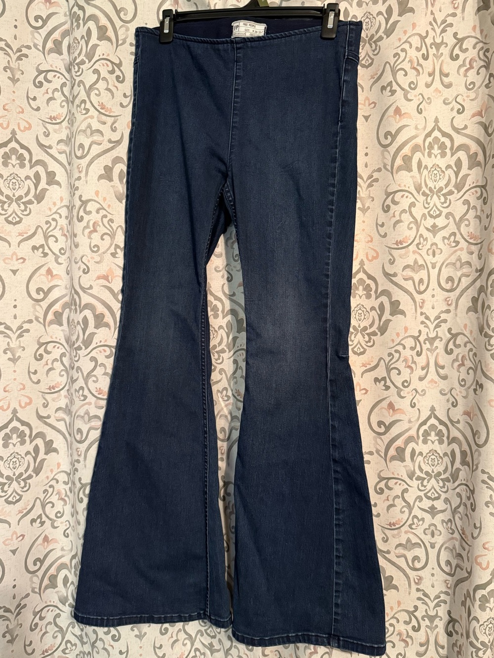Free People High Rise Flare Jeans Dark Blue Wash Size 29 Stretch Denim
